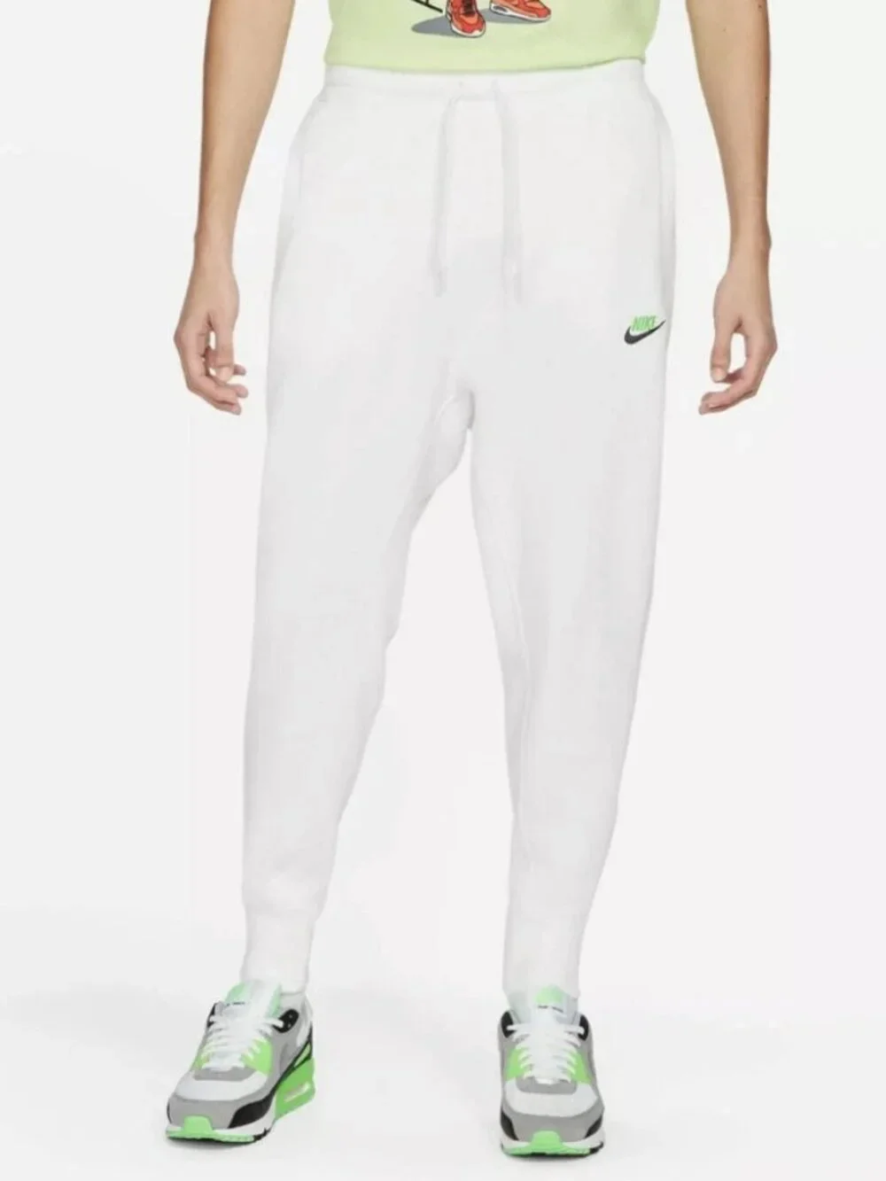 Nike Sportswear Classic White Fleece Joggers Cotton Athleisure Lounge Sports S